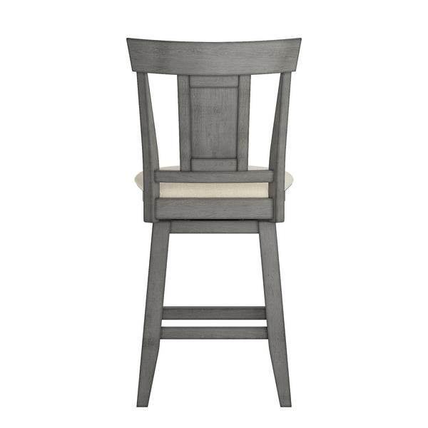 Lea Rubberwood Swivel Counter Stool with Panel Back and Foam Padded Fabric Seat