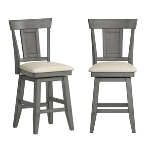 Lea Rubberwood Swivel Counter Stool with Panel Back and Foam Padded Fabric Seat
