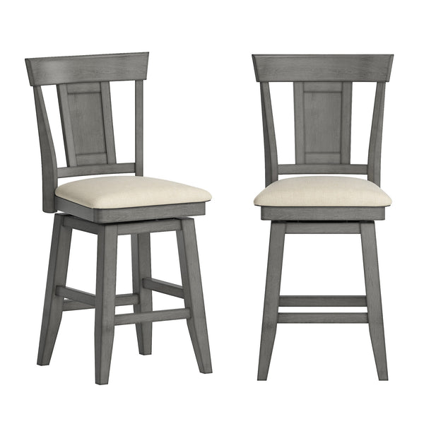 Lea Rubberwood Swivel Counter Stool with Panel Back and Foam Padded Fabric Seat