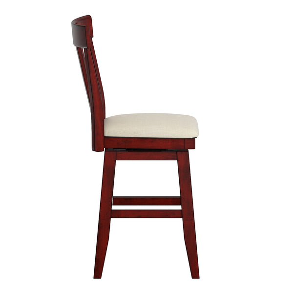 Lea Rubberwood Swivel Counter Stool with Panel Back and Foam Padded Fabric Seat