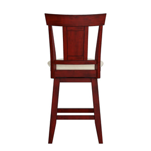 Lea Rubberwood Swivel Counter Stool with Panel Back and Foam Padded Fabric Seat