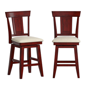 Lea Rubberwood Swivel Counter Stool with Panel Back and Foam Padded Fabric Seat