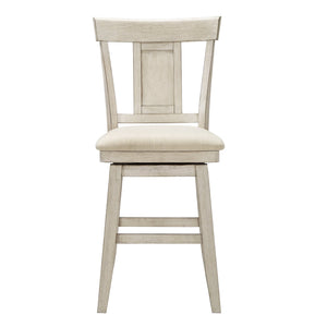 Lea Rubberwood Swivel Counter Stool with Panel Back and Foam Padded Fabric Seat