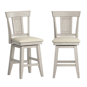 Lea Rubberwood Swivel Counter Stool with Panel Back and Foam Padded Fabric Seat