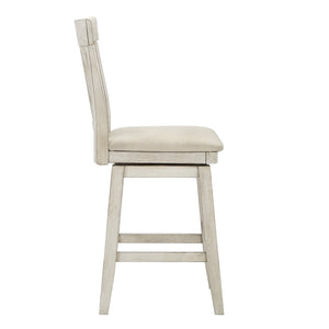 Lea Rubberwood Swivel Counter Stool with Panel Back and Foam Padded Fabric Seat