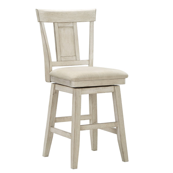 Lea Rubberwood Swivel Counter Stool with Panel Back and Foam Padded Fabric Seat