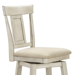 Lea Rubberwood Swivel Counter Stool with Panel Back and Foam Padded Fabric Seat