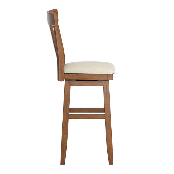 Lea Swivel Barstool Upholstered Panel Back Rubberwood Frame Kitchen Counter Seating