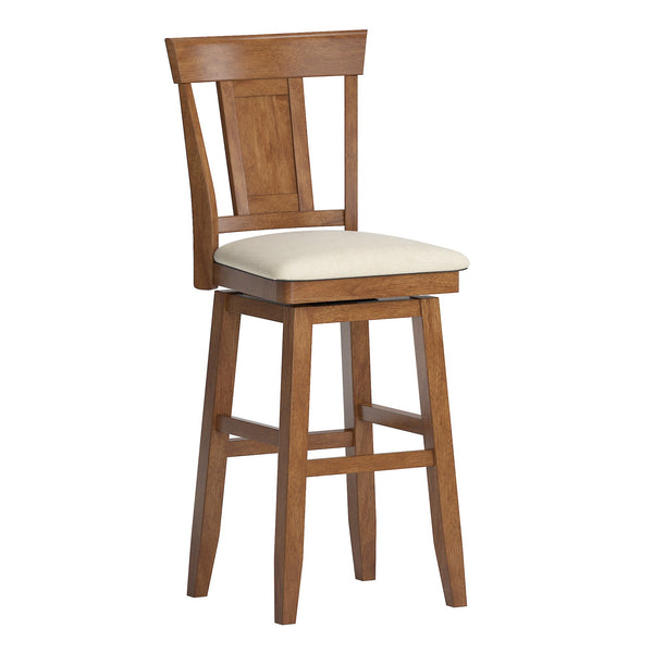 Lea Swivel Barstool Upholstered Panel Back Rubberwood Frame Kitchen Counter Seating