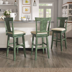 Lea Swivel Barstool Upholstered Panel Back Rubberwood Frame Kitchen Counter Seating