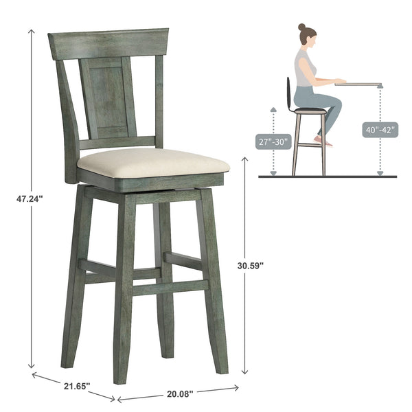 Lea Swivel Barstool Upholstered Panel Back Rubberwood Frame Kitchen Counter Seating