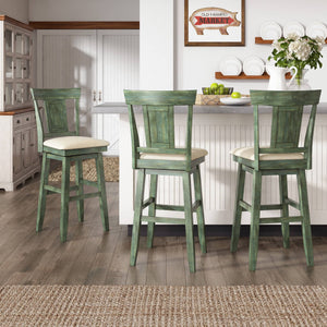 Lea Swivel Barstool Upholstered Panel Back Rubberwood Frame Kitchen Counter Seating