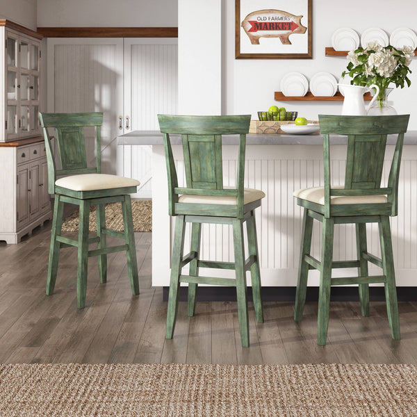 Lea Swivel Barstool Upholstered Panel Back Rubberwood Frame Kitchen Counter Seating
