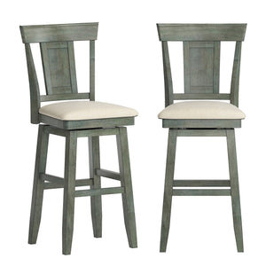 Lea Swivel Barstool Upholstered Panel Back Rubberwood Frame Kitchen Counter Seating