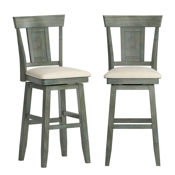 Lea Swivel Barstool Upholstered Panel Back Rubberwood Frame Kitchen Counter Seating
