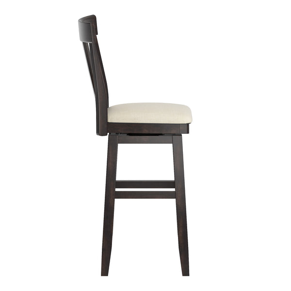 Lea Swivel Barstool Upholstered Panel Back Rubberwood Frame Kitchen Counter Seating