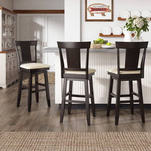 Lea Swivel Barstool Upholstered Panel Back Rubberwood Frame Kitchen Counter Seating