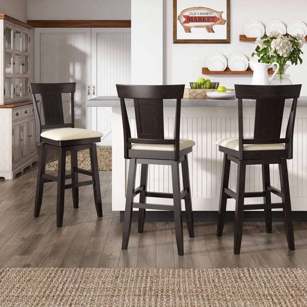 Lea Swivel Barstool Upholstered Panel Back Rubberwood Frame Kitchen Counter Seating