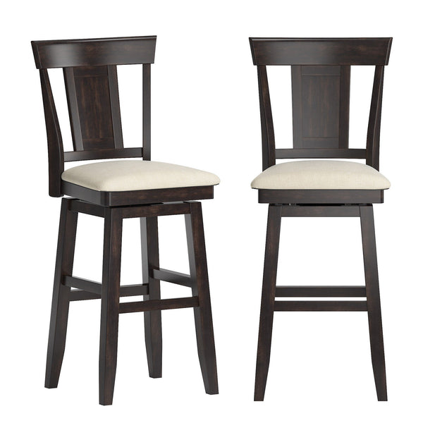 Lea Swivel Barstool Upholstered Panel Back Rubberwood Frame Kitchen Counter Seating