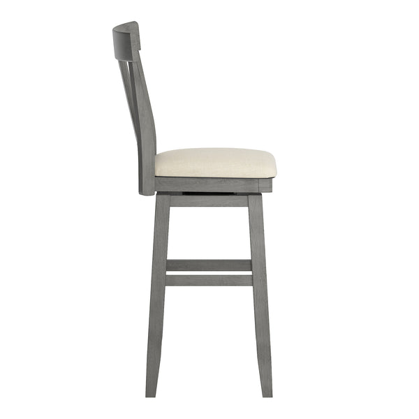 Lea Swivel Barstool Upholstered Panel Back Rubberwood Frame Kitchen Counter Seating