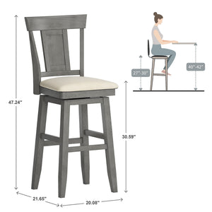 Lea Swivel Barstool Upholstered Panel Back Rubberwood Frame Kitchen Counter Seating