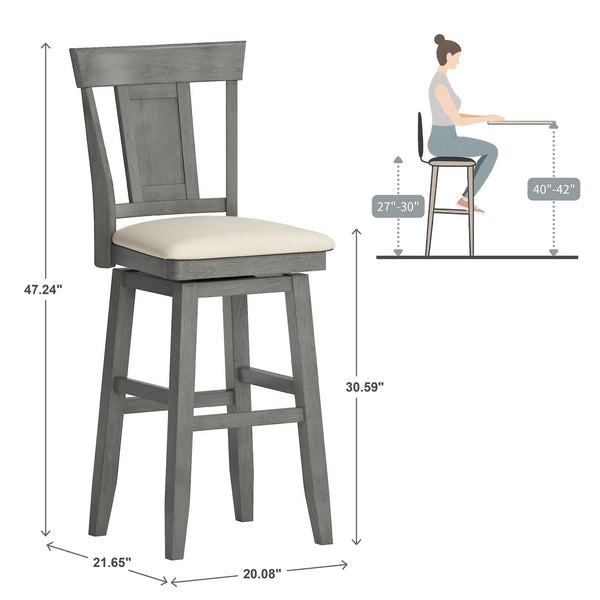 Lea Swivel Barstool Upholstered Panel Back Rubberwood Frame Kitchen Counter Seating