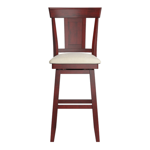 Homelegance Lea Swivel Barstool Upholstered Panel Back Rubberwood Frame Kitchen Counter Seating Berry / Beige 530SW2-29RD
