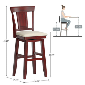 Lea Swivel Barstool Upholstered Panel Back Rubberwood Frame Kitchen Counter Seating