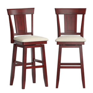 Lea Swivel Barstool Upholstered Panel Back Rubberwood Frame Kitchen Counter Seating