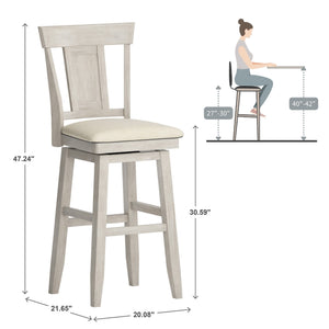 Lea Swivel Barstool Upholstered Panel Back Rubberwood Frame Kitchen Counter Seating