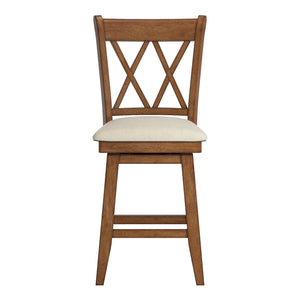 Lea Swivel Counter Stool Solid Wood X Back Upholstered Seat for Kitchen Islands