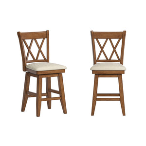 Lea Swivel Counter Stool Solid Wood X Back Upholstered Seat for Kitchen Islands