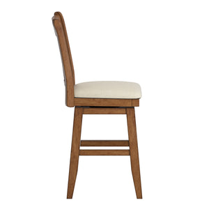 Lea Swivel Counter Stool Solid Wood X Back Upholstered Seat for Kitchen Islands