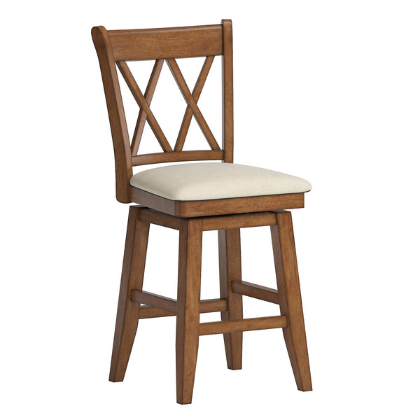 Lea Swivel Counter Stool Solid Wood X Back Upholstered Seat for Kitchen Islands