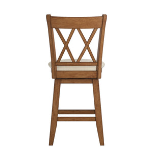 Lea Swivel Counter Stool Solid Wood X Back Upholstered Seat for Kitchen Islands