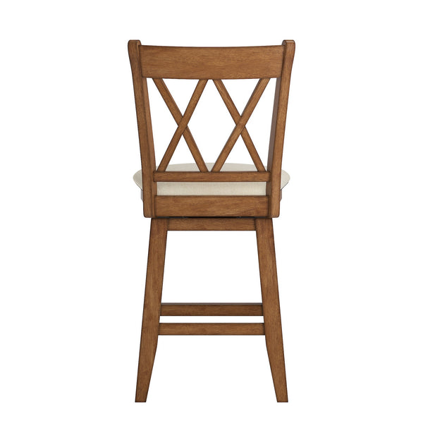 Lea Swivel Counter Stool Solid Wood X Back Upholstered Seat for Kitchen Islands
