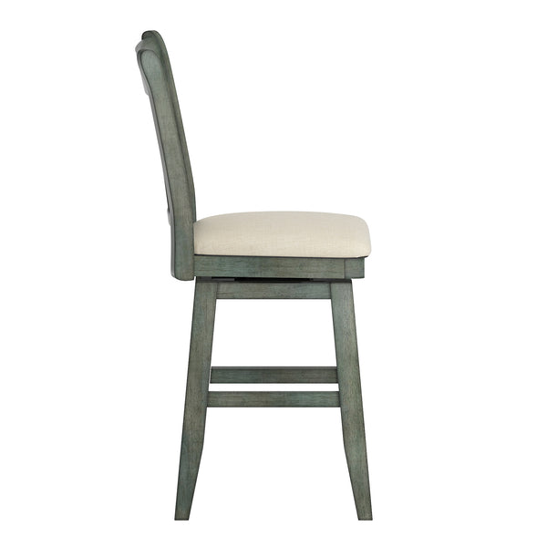 Lea Swivel Counter Stool Solid Wood X Back Upholstered Seat for Kitchen Islands