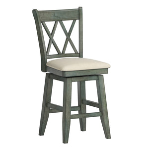 Lea Swivel Counter Stool Solid Wood X Back Upholstered Seat for Kitchen Islands