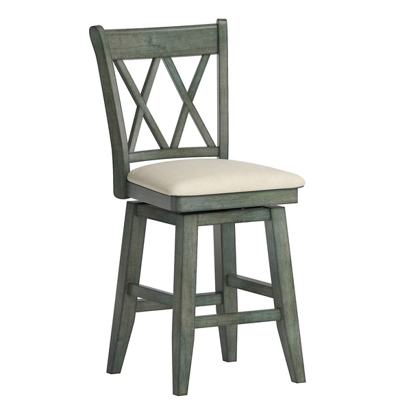 Lea Swivel Counter Stool Solid Wood X Back Upholstered Seat for Kitchen Islands