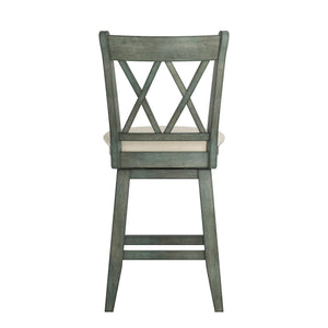 Lea Swivel Counter Stool Solid Wood X Back Upholstered Seat for Kitchen Islands