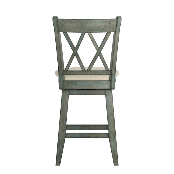 Lea Swivel Counter Stool Solid Wood X Back Upholstered Seat for Kitchen Islands