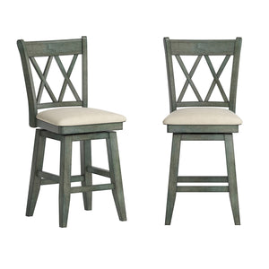 Lea Swivel Counter Stool Solid Wood X Back Upholstered Seat for Kitchen Islands