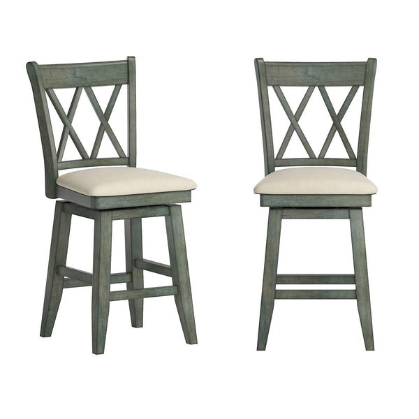 Lea Swivel Counter Stool Solid Wood X Back Upholstered Seat for Kitchen Islands