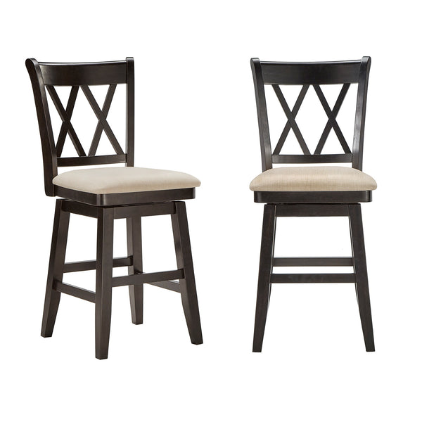 Lea Swivel Counter Stool Solid Wood X Back Upholstered Seat for Kitchen Islands