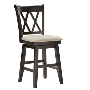 Lea Swivel Counter Stool Solid Wood X Back Upholstered Seat for Kitchen Islands