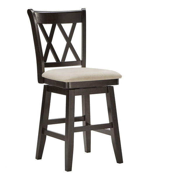 Lea Swivel Counter Stool Solid Wood X Back Upholstered Seat for Kitchen Islands