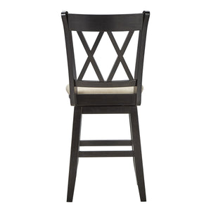 Lea Swivel Counter Stool Solid Wood X Back Upholstered Seat for Kitchen Islands