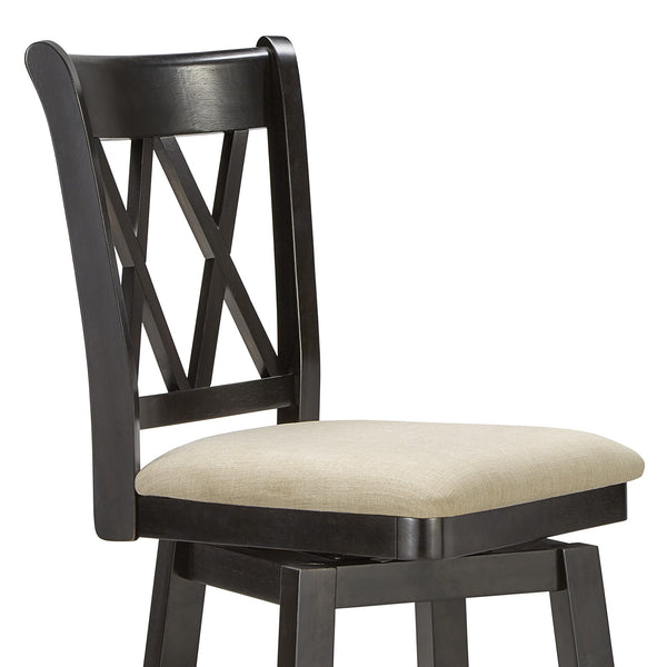 Lea Swivel Counter Stool Solid Wood X Back Upholstered Seat for Kitchen Islands
