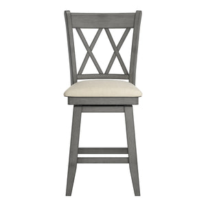 Lea Swivel Counter Stool Solid Wood X Back Upholstered Seat for Kitchen Islands