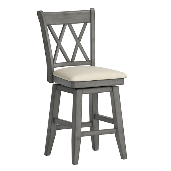 Lea Swivel Counter Stool Solid Wood X Back Upholstered Seat for Kitchen Islands